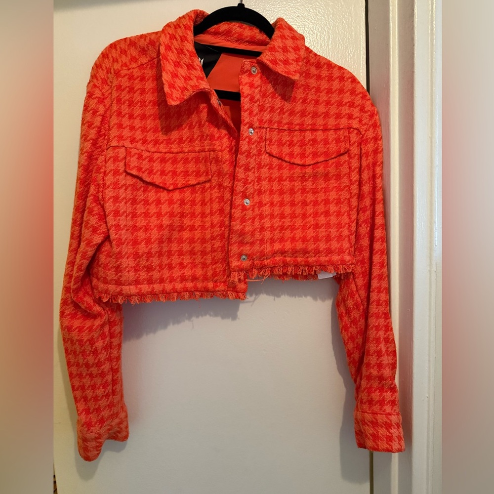 Zara Orange Cropped Jean Jacket Vibrant Style